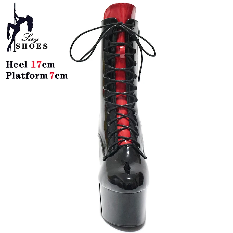 Nightclub Clubwear 17CM High Heels Bride's Wedding Women Pole Dancing Shoes Formal Lace-up Platform Banquet Dress Ankle Boots
