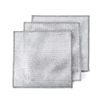 Silver wire dishcloth, steel wire scrubber, oil-resistant and pot-friendly, kitchen cleaning scouring pad, steel wool ball. 1