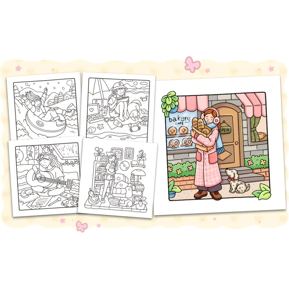 Into the Garden: Bold Simple Adult Coloring Book with Relaxing Plants Flowers Adorable Animals for Stress Relief Creativity 5