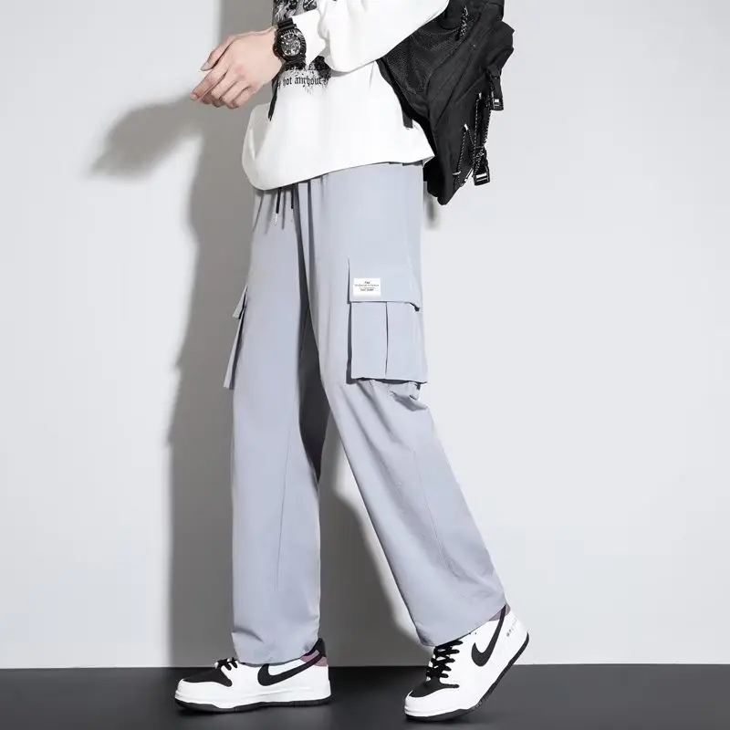 Casual Pants High Waist Women Suit Fall Straight Office Ladies Korean Fashion Trousers Button Loose Female