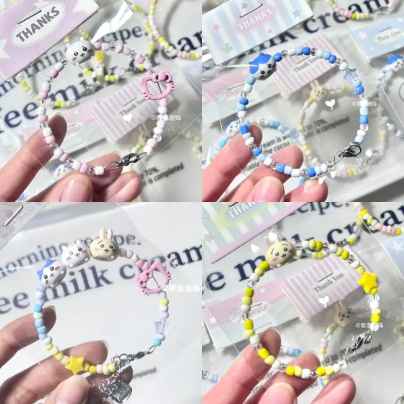 

Chiikawa Bracelet Kawaii MINISO Cute Hachiware Anime Usagi Creative Girls Jewelry Family Photo Handstring Friend Birthday Gifts