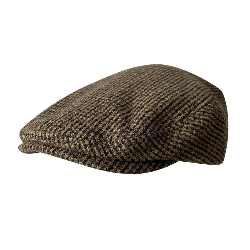 

New Wool Flat Cap Men's Golf Cabbie Hat Gatsby Ivy Cap Irish Hunting Hat Newsboy Driver Cabbies Beret 09