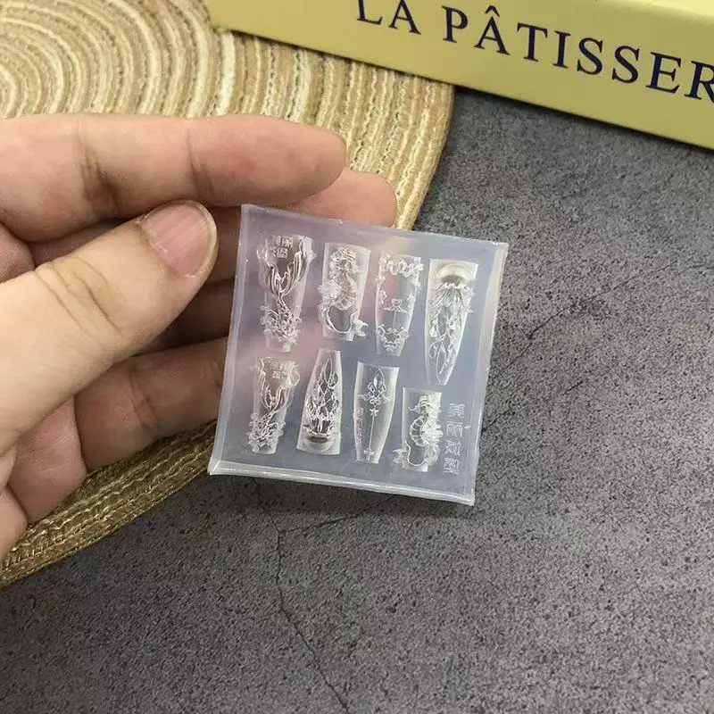 1개 바다 조개 불가사리 금붕어 잉어 3D 아크릴 네일 몰드 여름 바다 해파리 DIY 실리콘 몰드 네일 아트 몰드