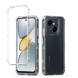 3 - in - 1 Rugged Armor Shockproof Phone Case with Transparent Acrylic Back Cover for Tecno Spark Go 1 (Clear)