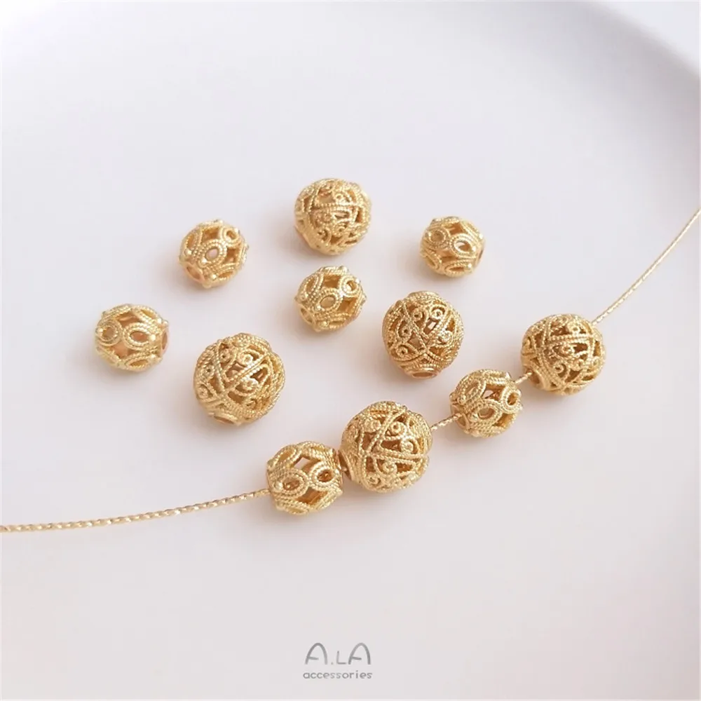 Vietnam strong color preserving sand gold wool ball large hole septum beads DIY hand woven rope chain transfer beads accessories