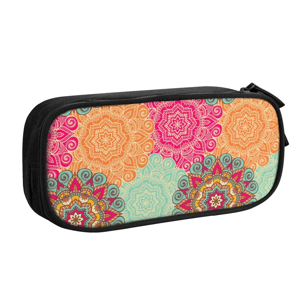 사용자 정의 보헤미아 민족 만다라 꽃 패턴 한국 연필 케이스 소년 소녀 대용량 연필 상자 학생 문구