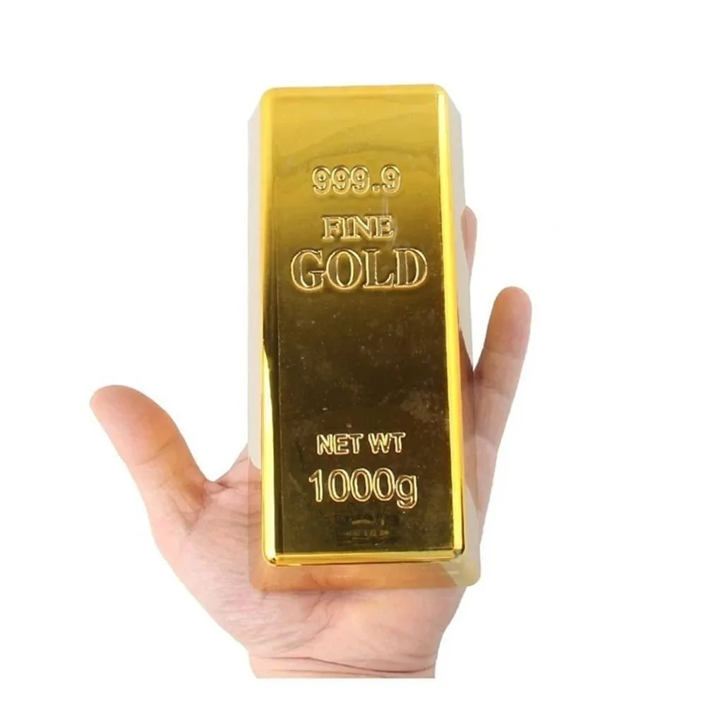 Simulation Fake Gold Bar Glittering Paperweight Bullion Bar Plastic Table Decor Gold Bar Piggy Bank Novelty Gift
