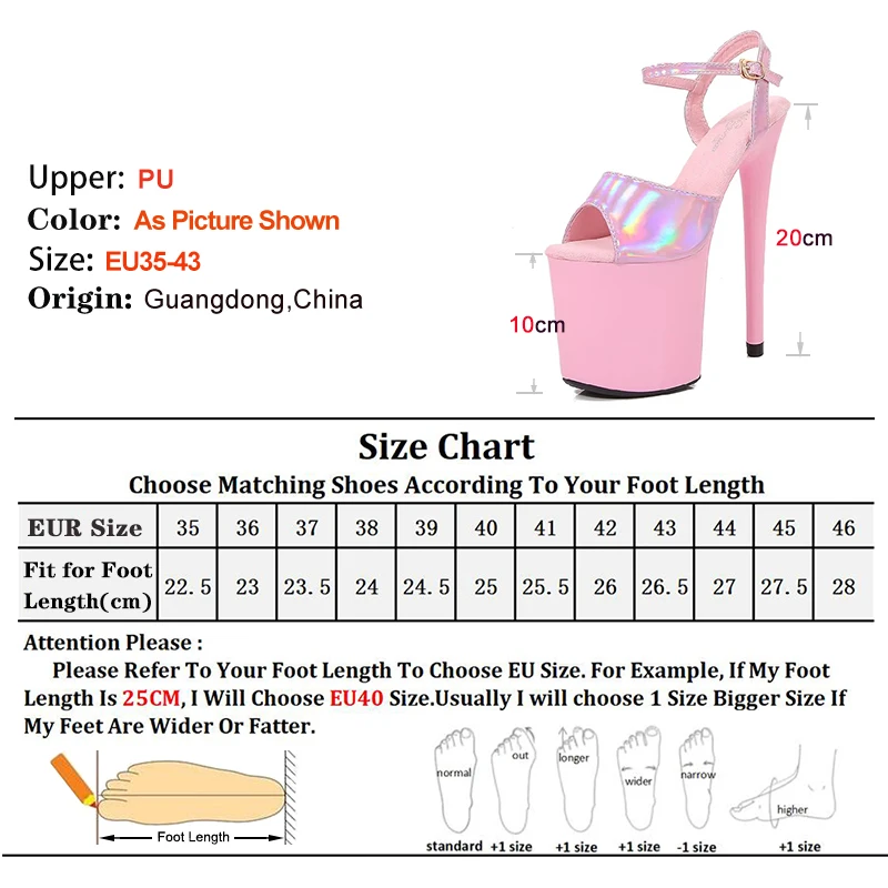 20CM/8Inchs Sandals Women Summer 2025 Sexy Pole Dance Shoes Super High Heels Nightclub Platform Stiletto Striptease Fetish Heels