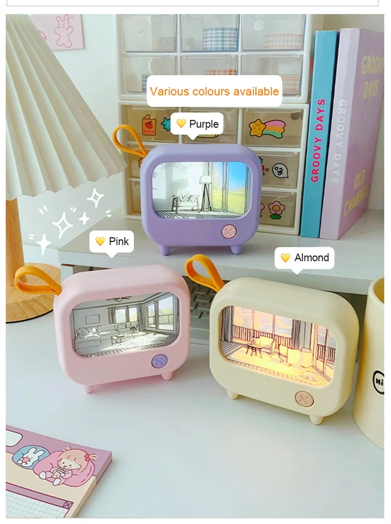 Description Picture 4 of itemTV Painting Led Night Light Cute Cartoon Decoration Night Light Living Room Desktop Home Atmosphere Bedside Table Lamps