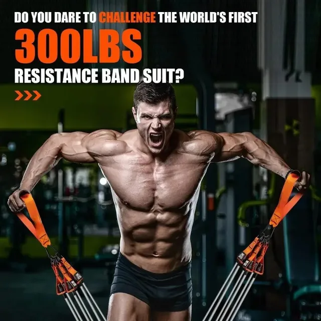 12pcs 300lbs Resistance Bands Fitness Elastic Sports Gym Kit 6 Bands Bodybuilding with Door Holder and Carrying Bag 3