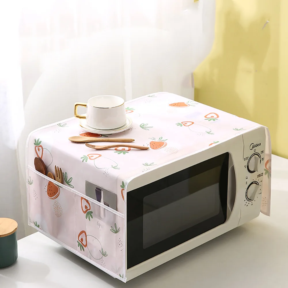 Waterproof Microwave Dust Cover Side Storage Household Print Surface Appliances Oilproof Microwave Dust Cover,kitchen dust cover