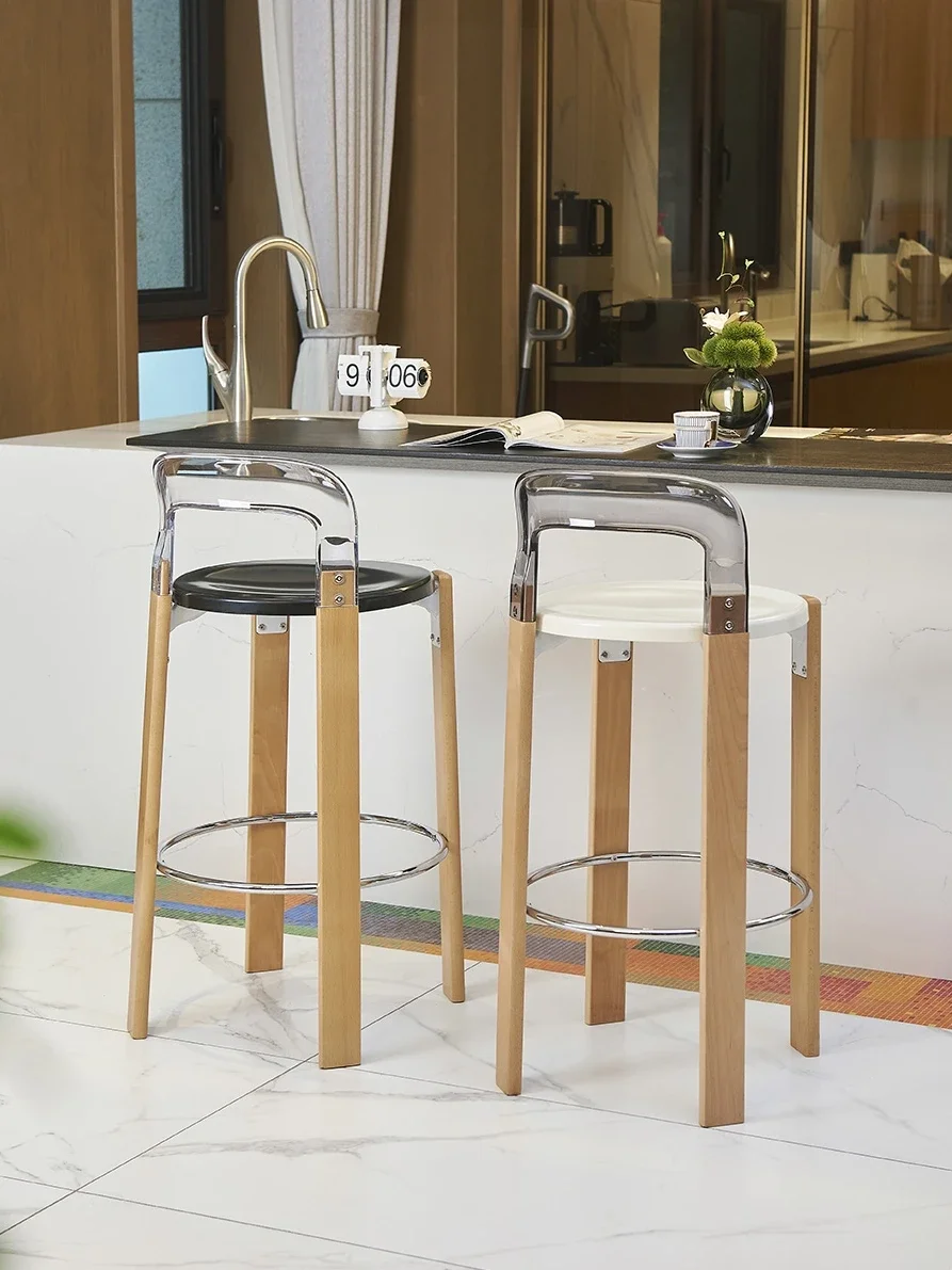 

Ultra Nordic solid wood stool modern minimalist island back stool high chair stool