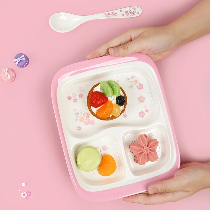 New Hello Kitty Tableware Set Sanrio Household Cartoon Cute Tableware for Kids Baby Children's Bowl Dinner Plate Fruit Plate