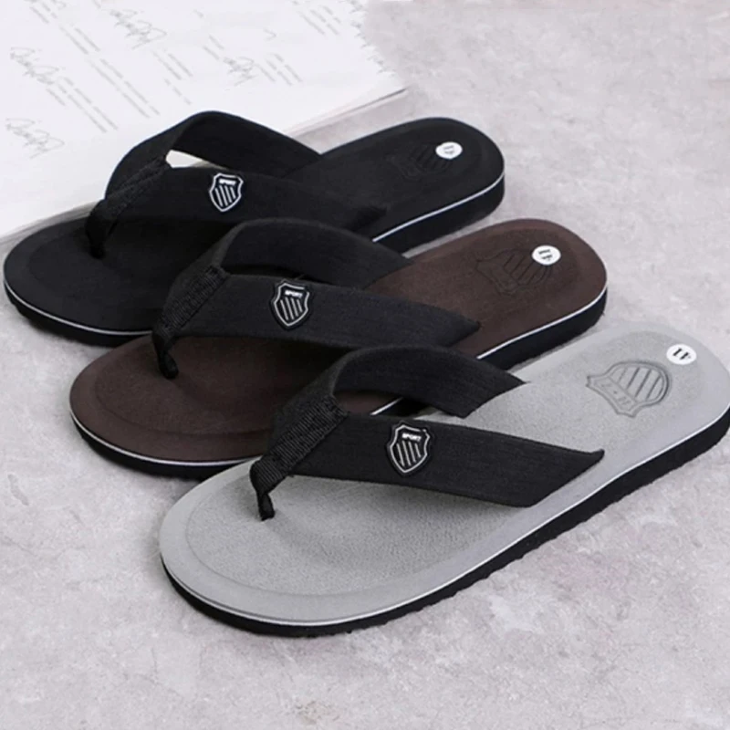Flip Flops Casual Men Slippers Flip Flops Beach Sandals Summer Non-Slip Flat Slides Indoor House Shoes
