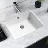 1pc Undermount Sink Bathroom Rectangular - 19"x 13" White Porcelain Ceramic Rectangle Vessel Sink, 20 Inch Under Counter Lavator 4