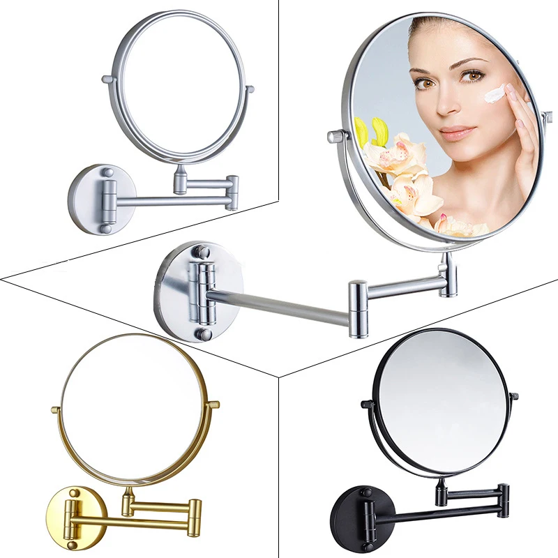 

ULA Wall-mounted Makeup Mirror Foldable Double Sided 3X Magnifying Rotating Bathroom Vanity Shaving Folding Arm Extend Bathroom