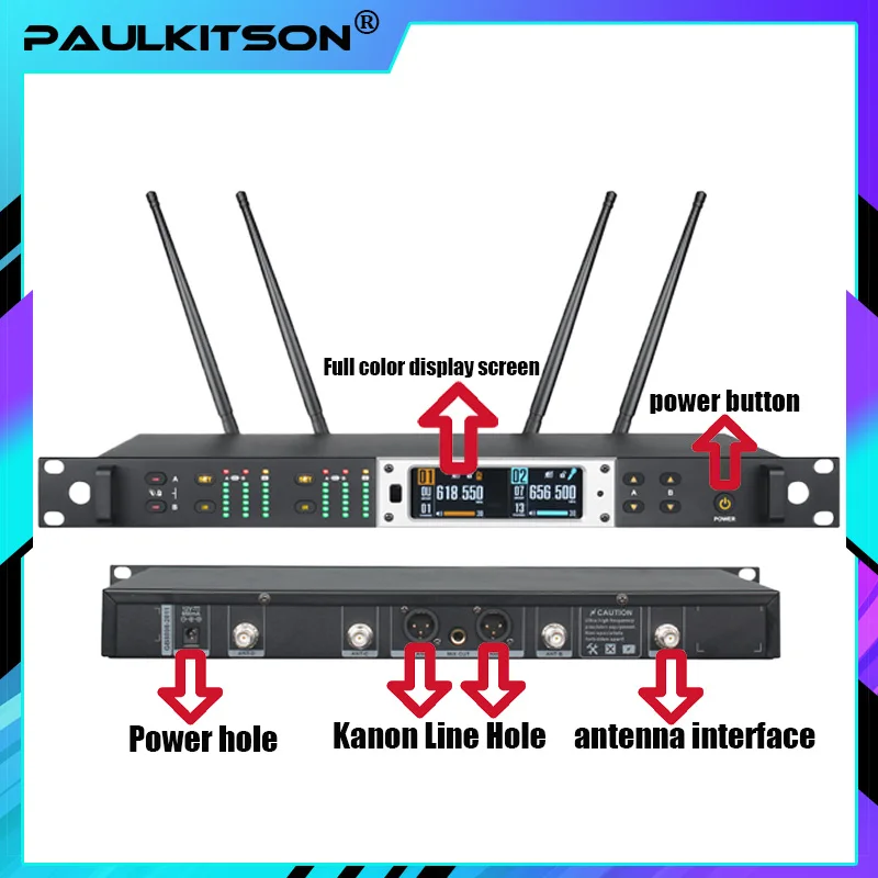 Wireless Microphone Paulkitson Mk199B UHF Automatic Frequency Search Cordless Handheld for Stage Churches