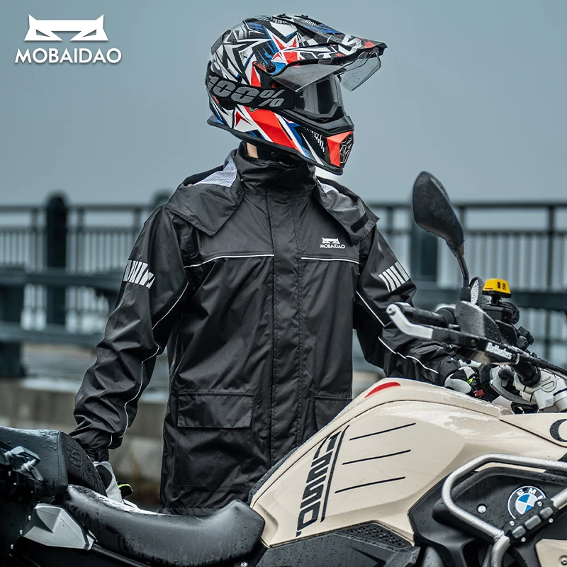 Split Motorcycle Raincoat Suit Reflective Waterproof Windproof Motorcycle Cycling Rain Trouser Jacket Moto Collapsible Suit