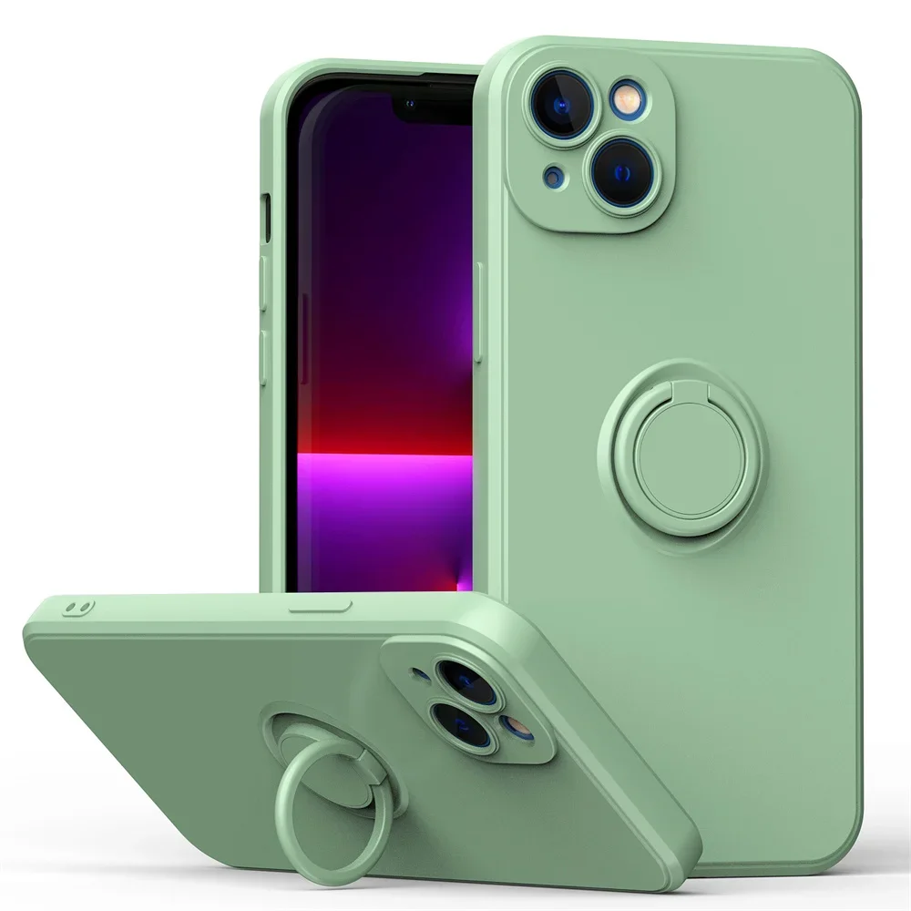 Magnetic Ring Holder Liquid Silicone Phone Case Cover