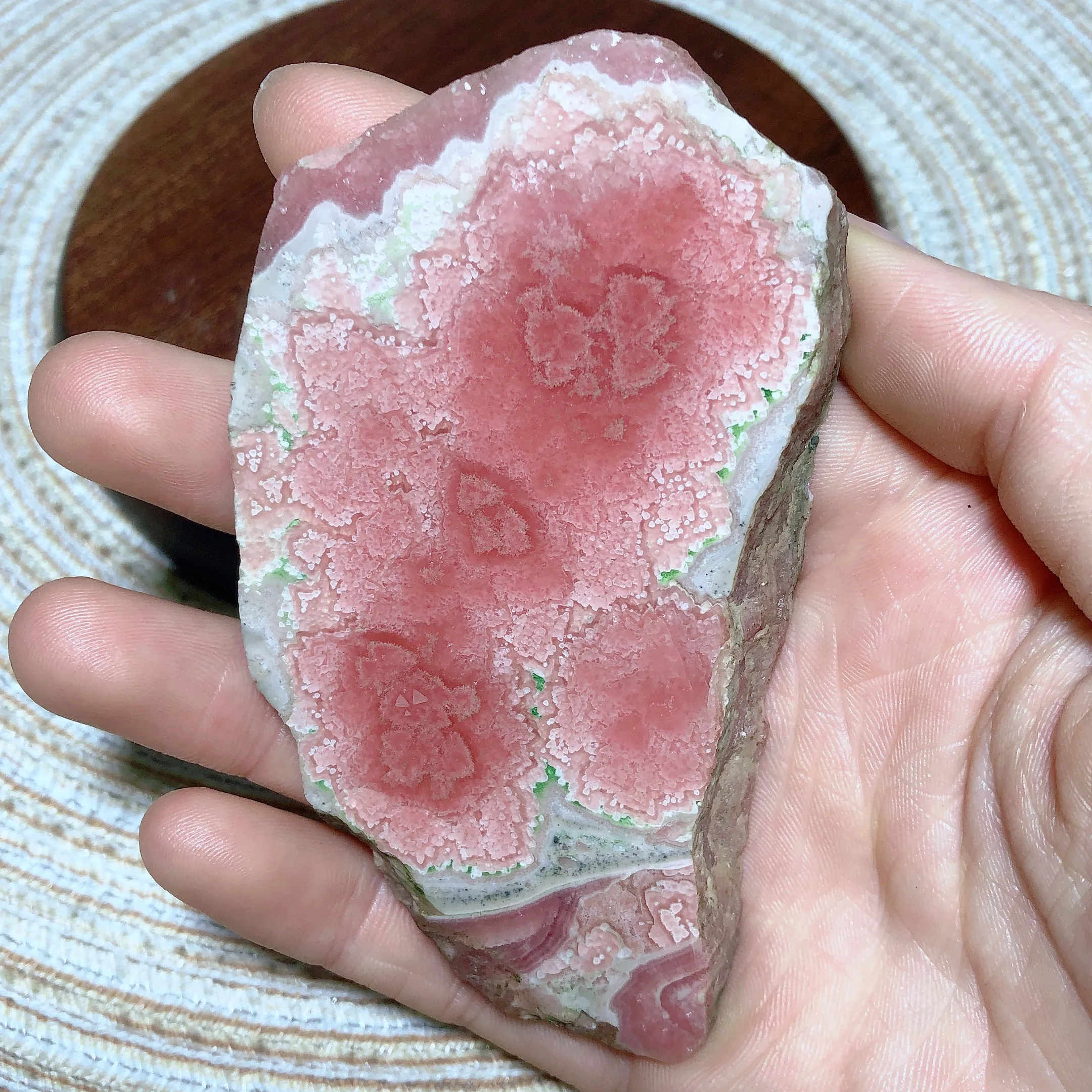 Natural Crystal Rhodochrosite Slices Slab Ore Argentina Mineral Gemstones Ornament Home Decoration Gift 2