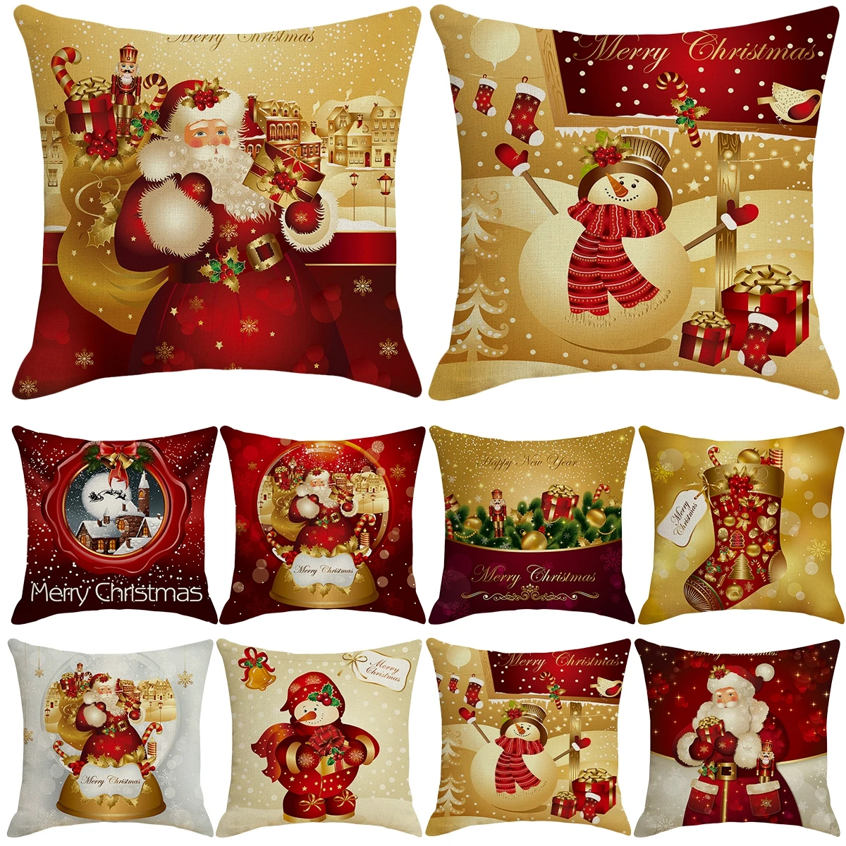 Christmas Cushion Cover Merry Christmas Decorations for Home 2025 Cristmas Ornament Navidad Noel Xmas Gifts Happy New Year 2026