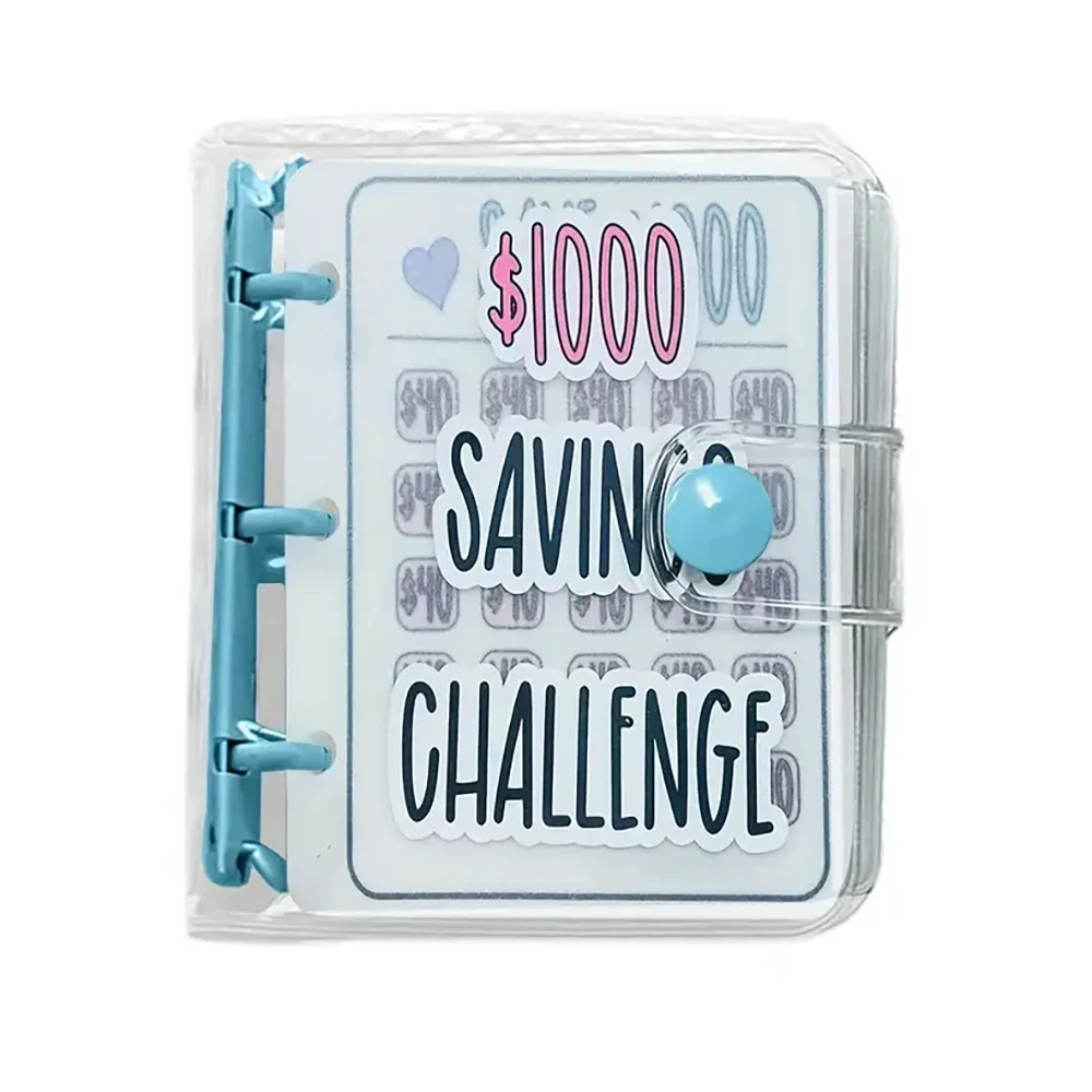 Mini Raccoglitore per Risparmio con Buste da $1000, Mini Raccoglitore per Budget in PVC Lucido Impermeabile e Durevole, Libro per Sfide di Risparmio - immagine 5