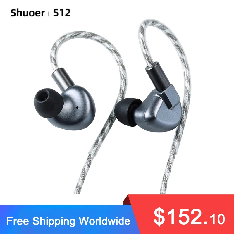 shuoer S12 |14.8mm Planar Magnetic Driver IEM Hi-Fi Earphones with Silver Plated Monocrystalline Copper Cable 3.5mm Headphones