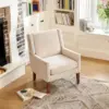 COLAMY Modern Wingback Living Room Chair, Upholstered Fabric Accent Armchair, Single Sofa Chair with Lounge Seat and Wood Le 5
