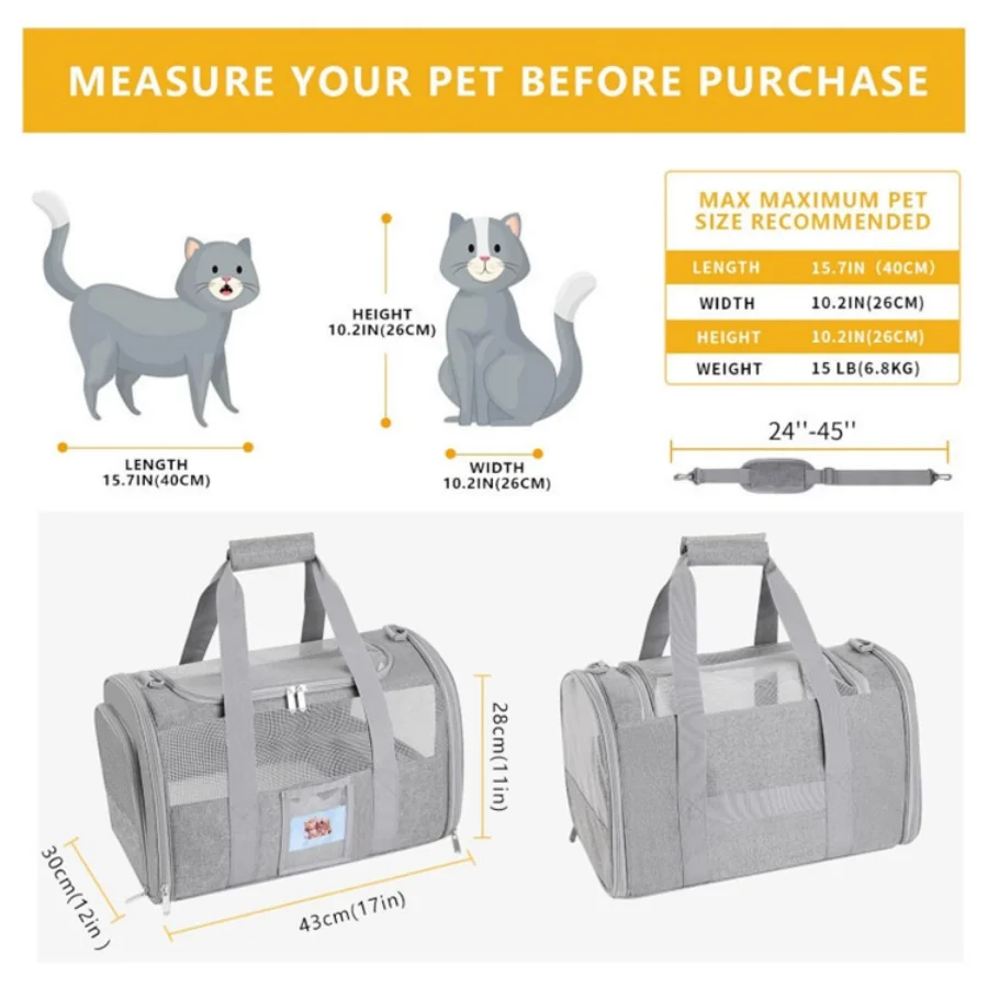 1 set of pet cat carrier cat bag can shrink and dog handbag, portable breathable big space pet bag, very suitable for ta