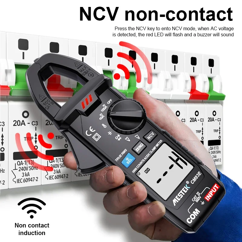 메스텍 디지털 클램프 미터 플라이어 클램프 전류계 CM83E 1000A AC/DC NCV 돌입 전류 감지 전기 핀자 전류계