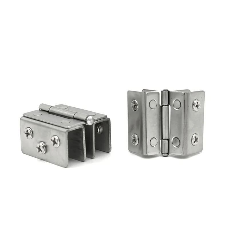 Glass Door Hinge Double Sided Without Hole Stainless Steel Cabinet Cupboard Glass Clamps Clip 4/9/12mm 180 Degree