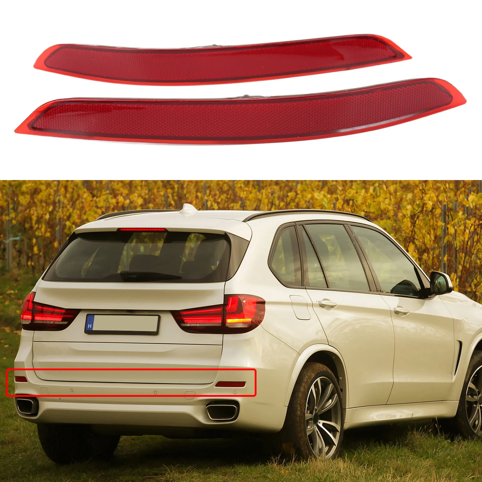 2PCs 리어 테일 범퍼 리플렉터 63147290091 63147290092 BMW X5 F15 2014 2015 2016 2017 2018 용 장식 교체품