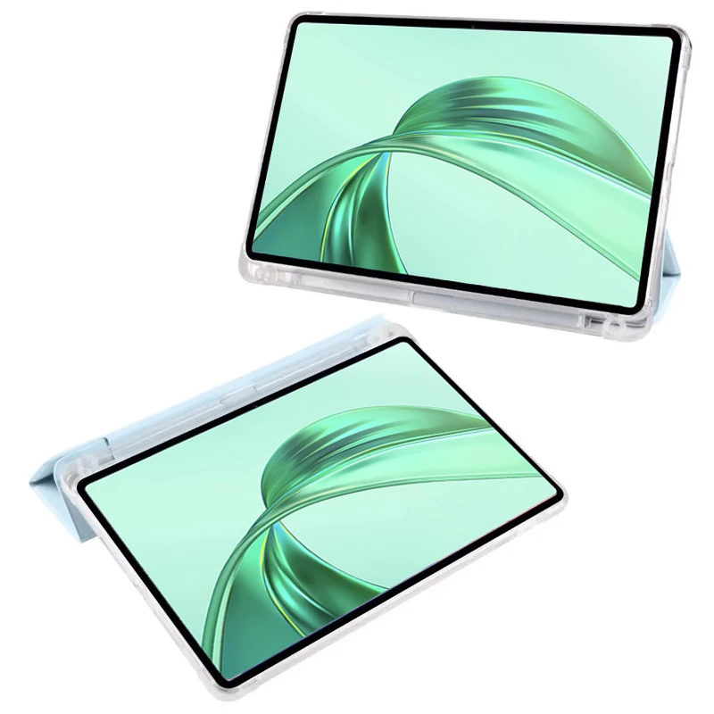 Elegant Trifold PU Leather Tablet Case with Pen Holder and Soft Back Stand - Fits 11-inch Tablets
