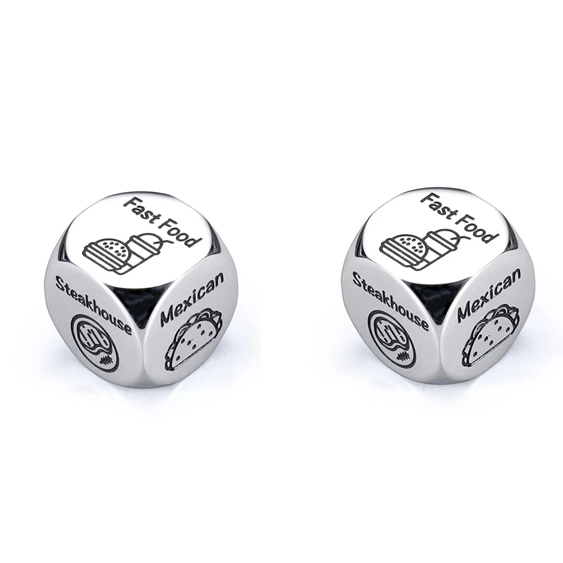 

Food Decision Dice Decider For Couple Boyfriend Girlfriend Husband Wife Date Night Dice Gifts For Him Her-A Durable Silver