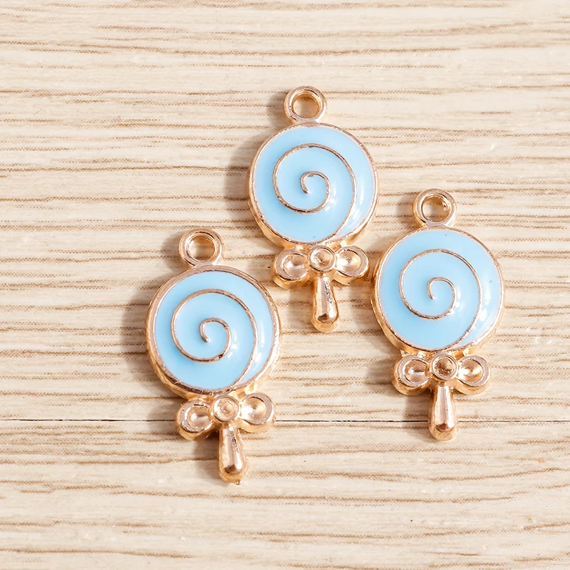 10 Stück 10x18mm Niedliche Emaille-Lebensmittel-Lollipop-Anhänger für Schmuckherstellung Ohrringe Halsketten Armbänder DIY Bastelzubehör – Detail 4