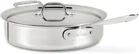 Stainless Steel Sauté Pan 4 Quart Induction Oven Broiler Safe 600F Pots and Pans, Cookware Silver 1