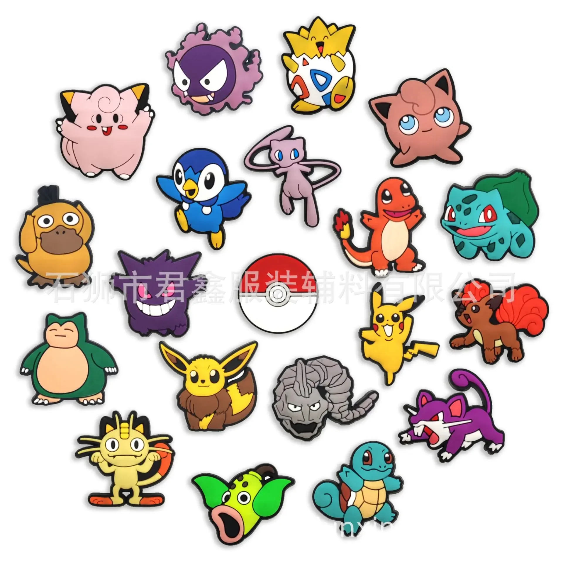 Single Sale 1pcs Pokemon Series PVC Cro Charms Accessories Shoe Buckle Wholesale DIY Sneakers Decoration Kids X-mas Party Gift