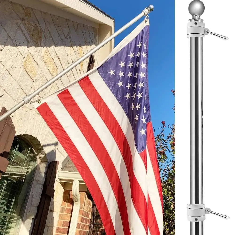 Aluminum Flag Pole Rings, Rotating Flagpole Flag Clips 360 Degree, No Tangle Flagpole Rings with Carabiner for 1 inch Flagpole 5