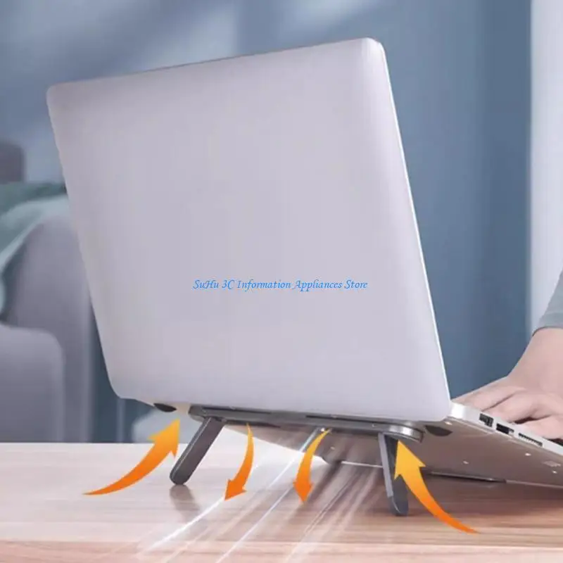  Space Saving Laptop Risers 2 Position Adjustable Foldable Construction NonSlip Silicone Pad Enhances Airflows Design