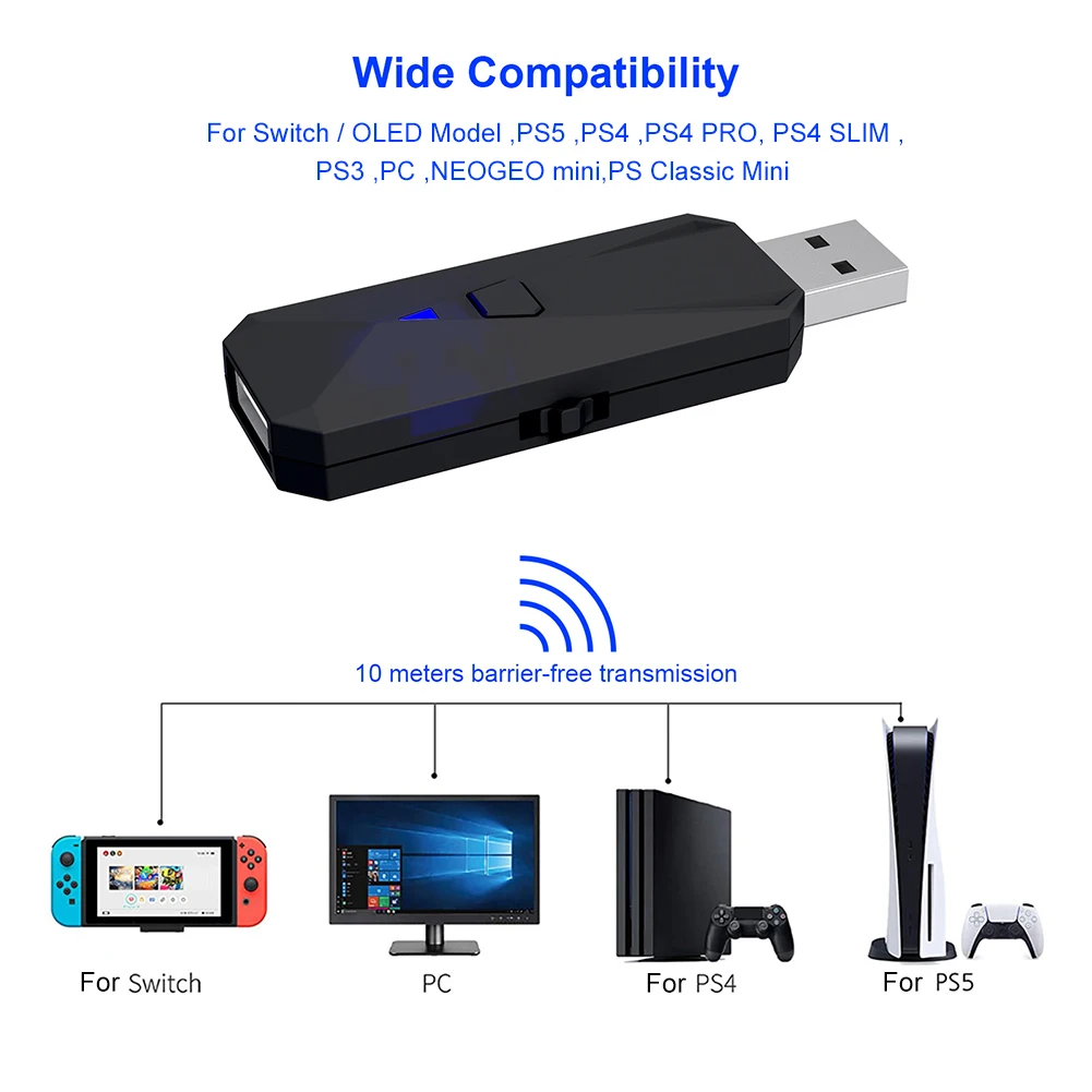 Usb Bluetooth Dongle Wireless Adapter For Ps4 Ps5 Controller Gamepad