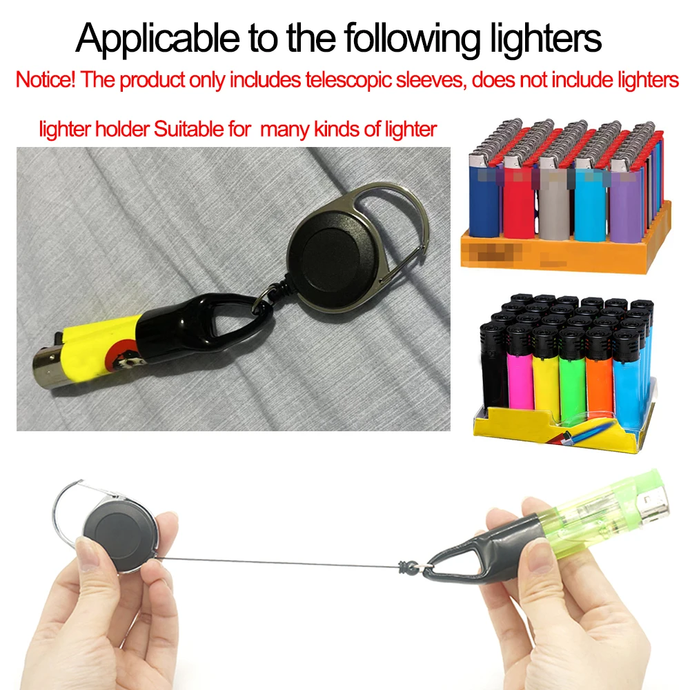 Silicone Lighter Protective Cover Retractable Keychain Regular Size Lighter Holder Sleeve Clip 1Pcs smoking accessories