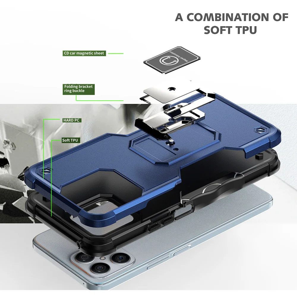 KEYSION Stoßfestes Rüstungsgehäuse für Honor X8 Silikon + PC Metallringständer Telefonrückseite für Huawei Honor X30i_voghion.com