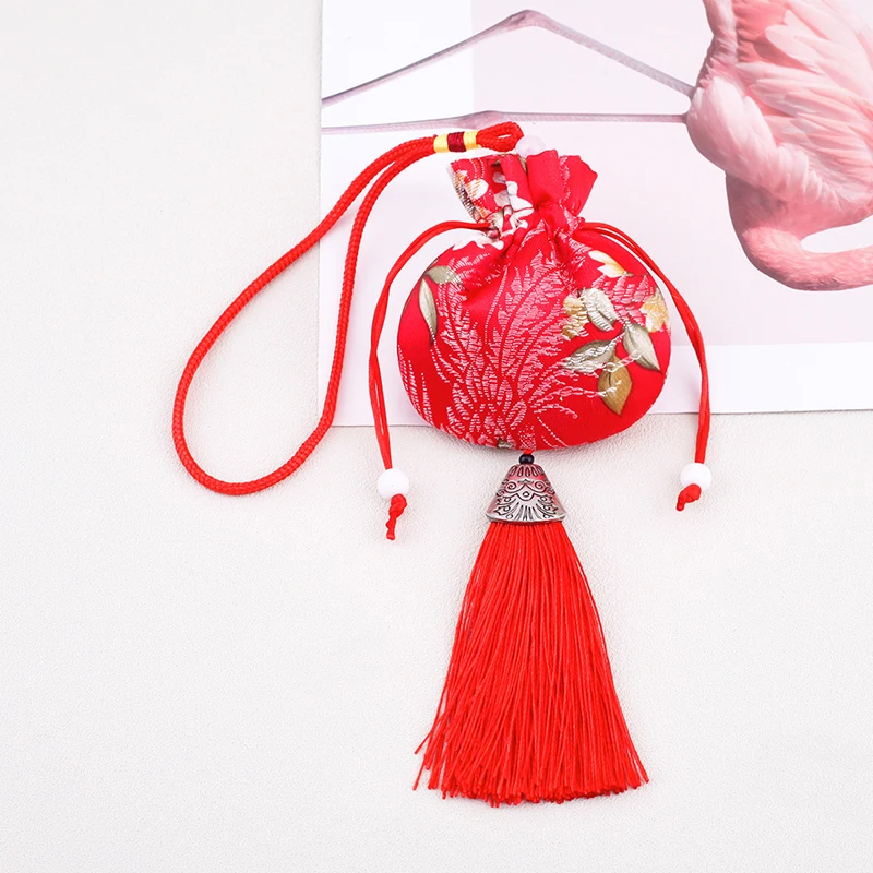 Chinesische Seide Stil Brokat bestickt Tasche Stickerei Beutel Stoff Beutel Quaste Anhänger Kordelzug Tasche für Schmuck Geschenk Taschen – Detail 11