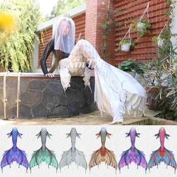 Coda da Sirena per Adulti, Bikini con Orecchie da Sirena, Costume per Cosplay, Spettacoli Acquatici, Piscina, Feste, Progettato Professionalmente, Taglie Personalizzate