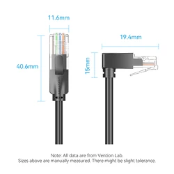Vention Right Angle Cat6 UTP Ethernet Cable - Downward Patch Cord for Efficient Connectivity (Upward Righ)