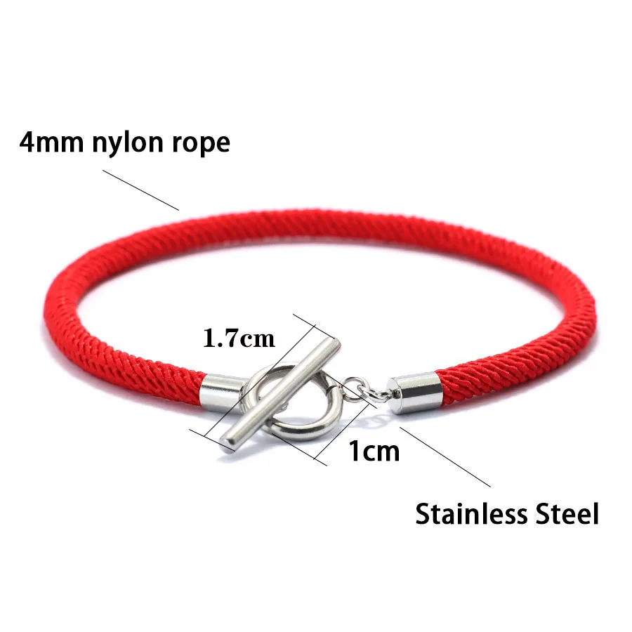 Stainless Steel Men Bracelet with Lucky Red Thread and OT Buckle