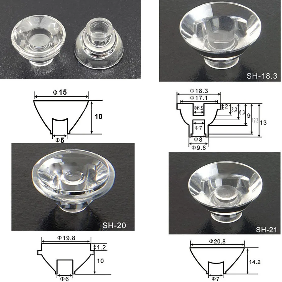 Concave PMMA Lens for LED Flashlight and Wall Washer Lighting
