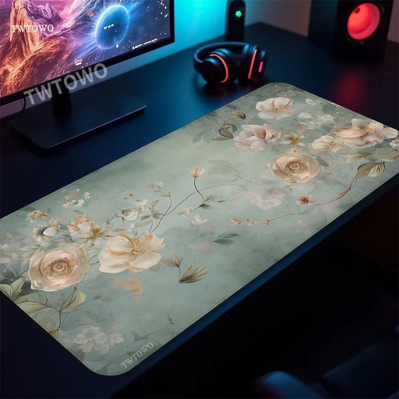 Mouse Pad Gamer Flower XL Large Mechanical Keyboard Pad Non-Slip Soft Laptop Mouse Mats Desktop