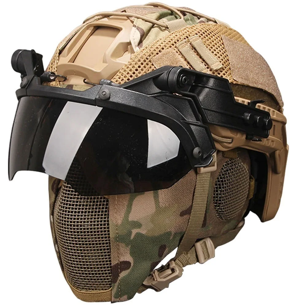 Casco Tattico Airsoft Con Guide 3.0 E Supporto NVG – Set Completo Con Protezioni, Custodia Batteria E Sottogola Regolabile - 6