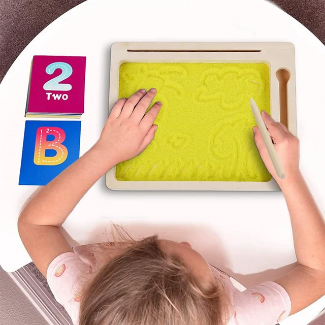 Montessori Sand Tray Puzzle Gift with Flashcard Holder Sensory for Kids